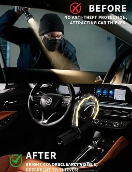 Reflective Steering Wheel Lock,Heavy-Duty Anti-Theft Car Security Lock,YE