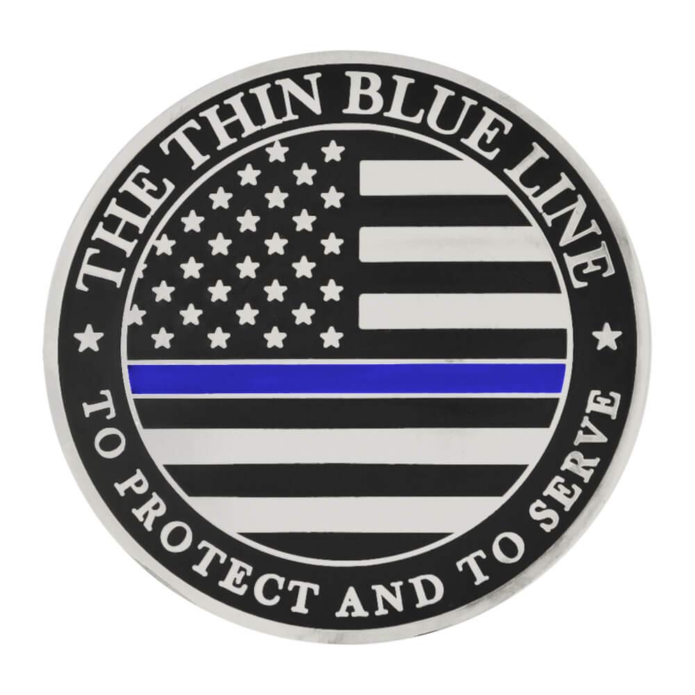 PinMart Law Enforcement Thin Blue Line Engravable Personalized Challenge Coin