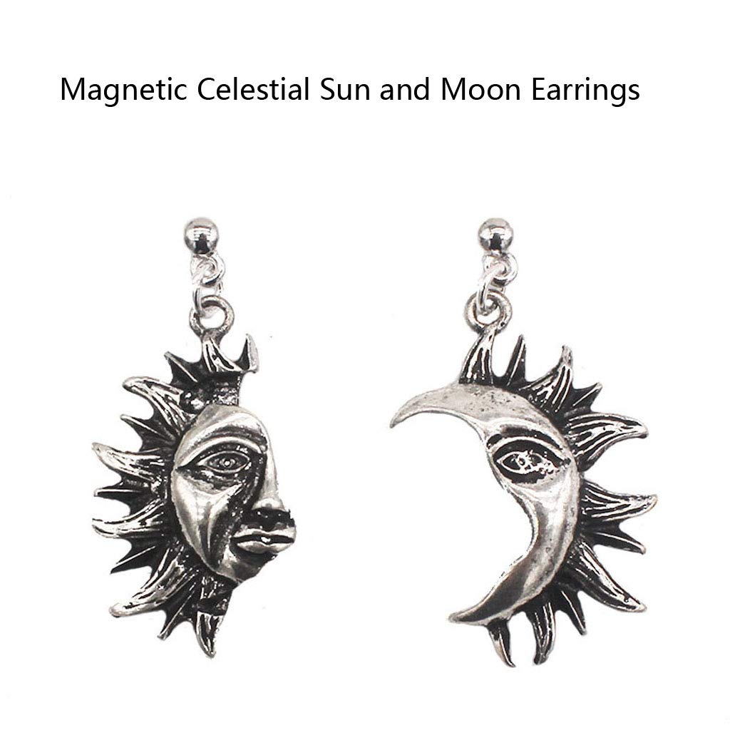 Amazon Com Tsorryen Lover Magnetic Vintage Celestial Sun And Moon Face Stud Earrings Fashion Jewelry Home Kitchen