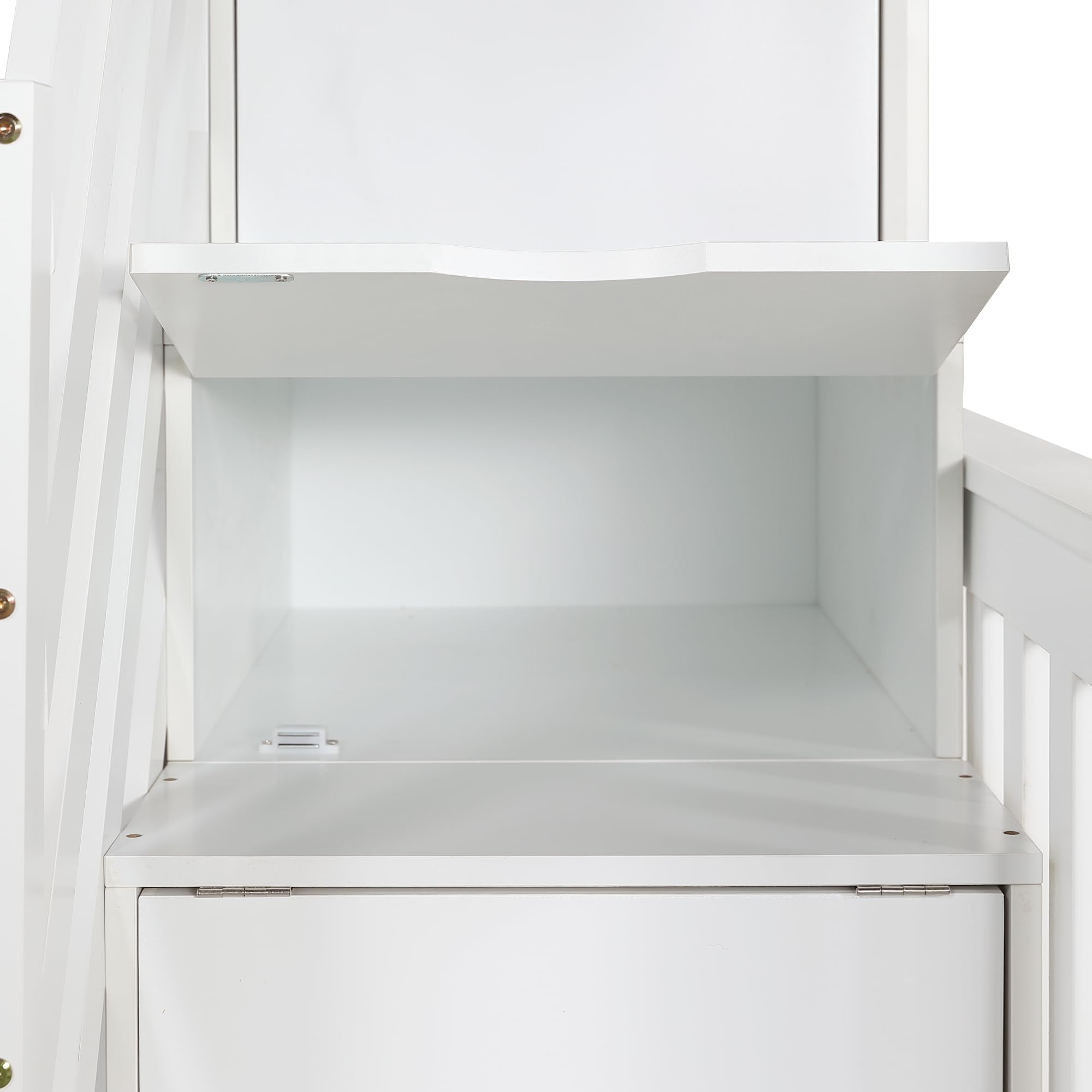 Etagenbett, Kinderbett Mit Fenster, Schubladen mit Rollen, Treppen mit Handlauf