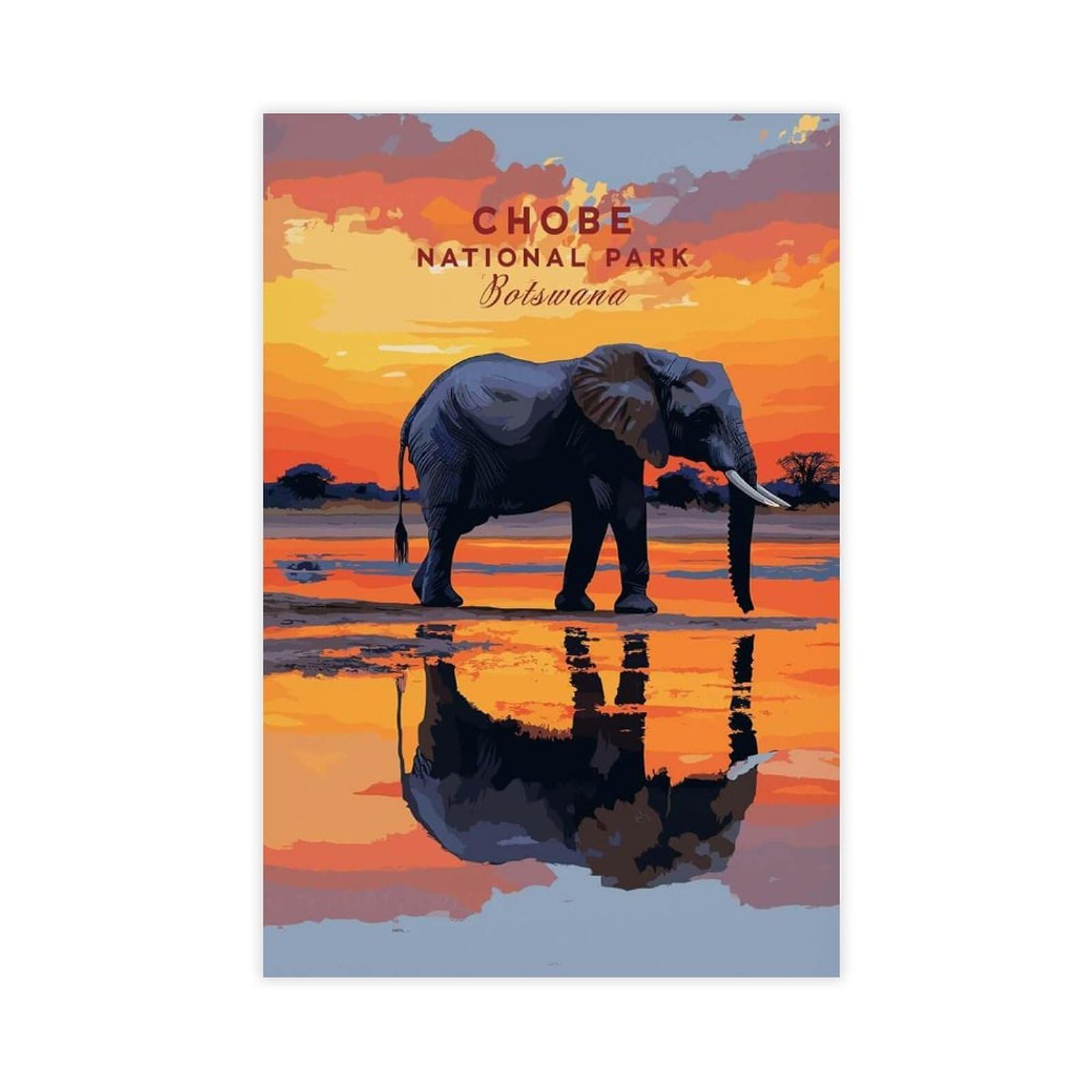 Bareronor Chobe Elephant Poster Canvas Poster Bedroom Decor Landscape Office Room Decor Gift 24" L X 36" W