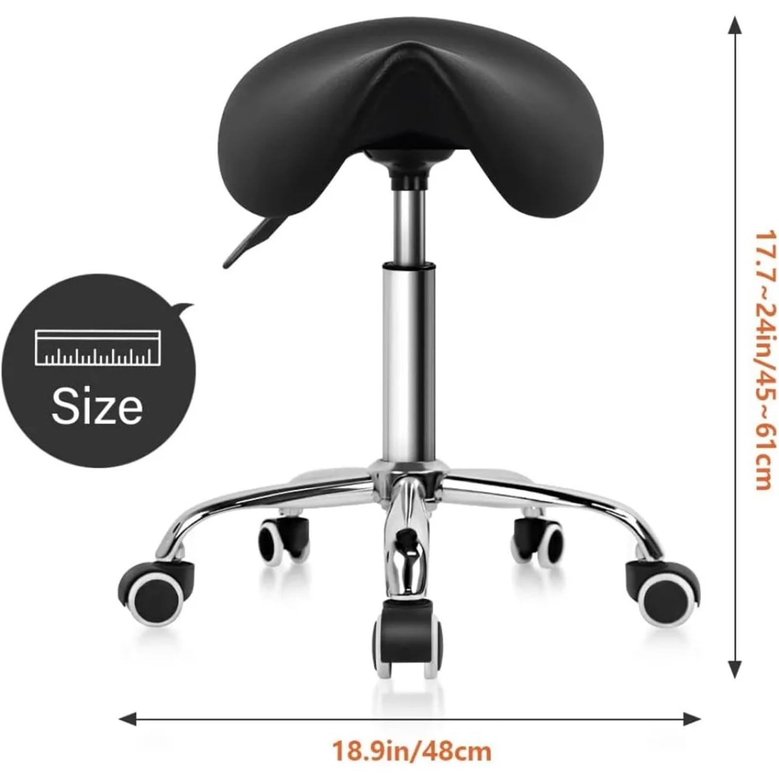 Ergonomischer Sattelhocker mit verstellbarer hydraulischer Höhe, Rolldesign für Nagelkunst, Tattoo, Zahnpflege und Profis - Weiß