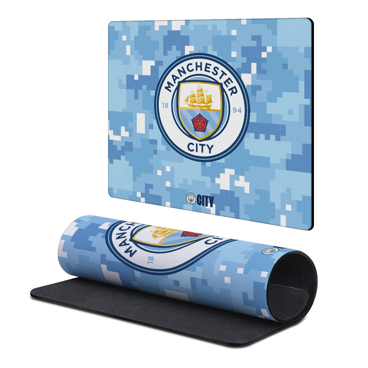Head Case Designs Officially Licensed Manchester City Man City FC Blue Digital Camou Crest Logo 9.84 x 11.81 x 0.12 inches (250 x 300 mm) - S Gaming Office Desk PC Keyboard Mouse Mat Pad โ image 1
