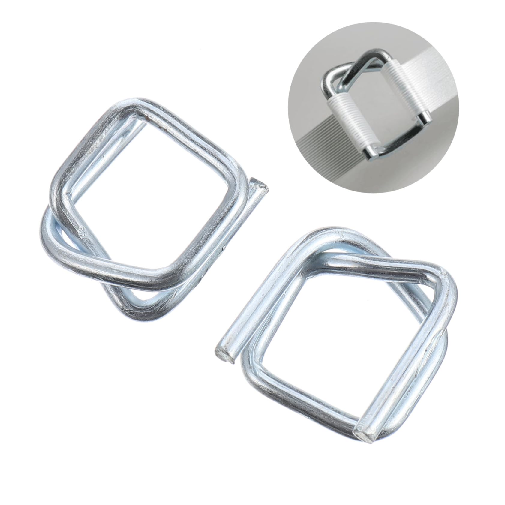 Set Da 100 Fibbie Per Pacco in Metallo Zincato, Morsetti Per Imballaggio Rivestimento Antigraffio, Fibbia Per Reggiatura Cavo Resistente Per Uso Industriale e Trasporto