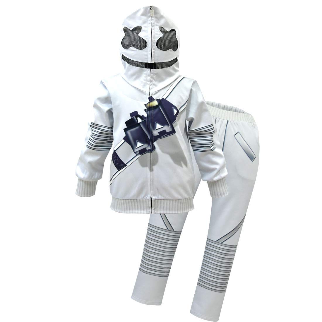 dgfstmd Kids Tracksuits DJ Smiley Face Mask Funny Halloween Cosplay Costume Clothes Set (style1, 160(150-160cm))