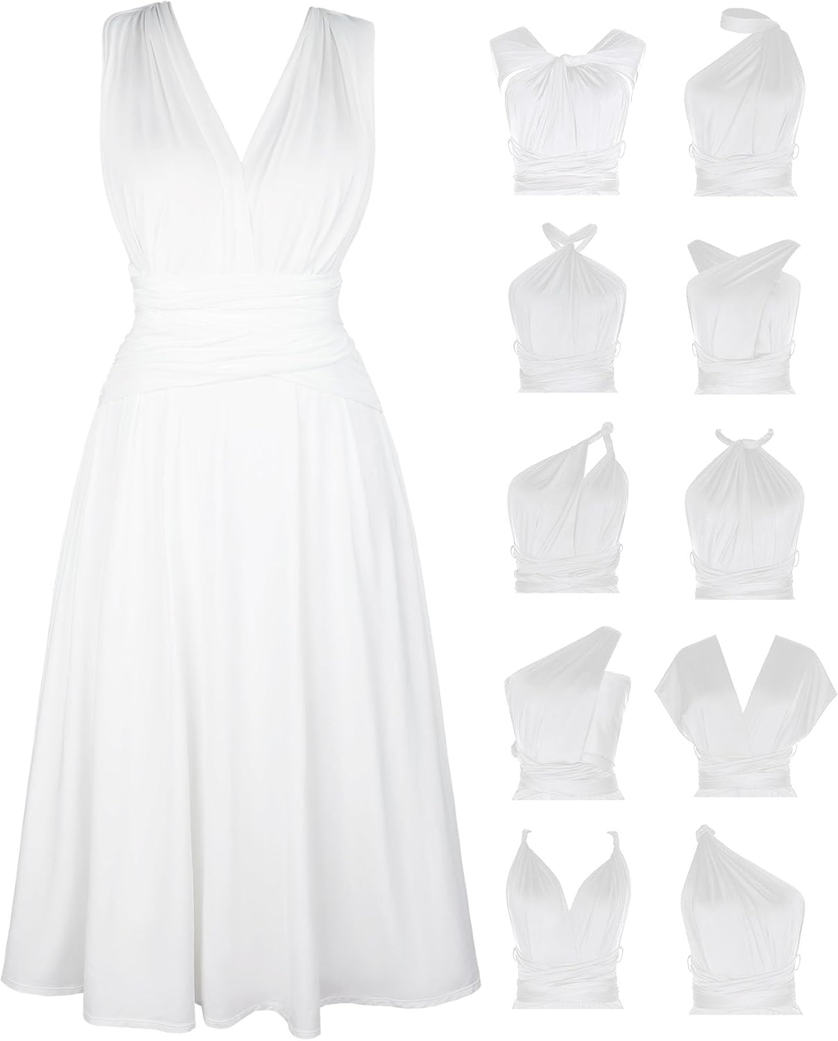 Popilush Bridesmaids Dresses - Mother of Bride Infinity Shapewear Formal Wedding Guest Midi Dress for Women