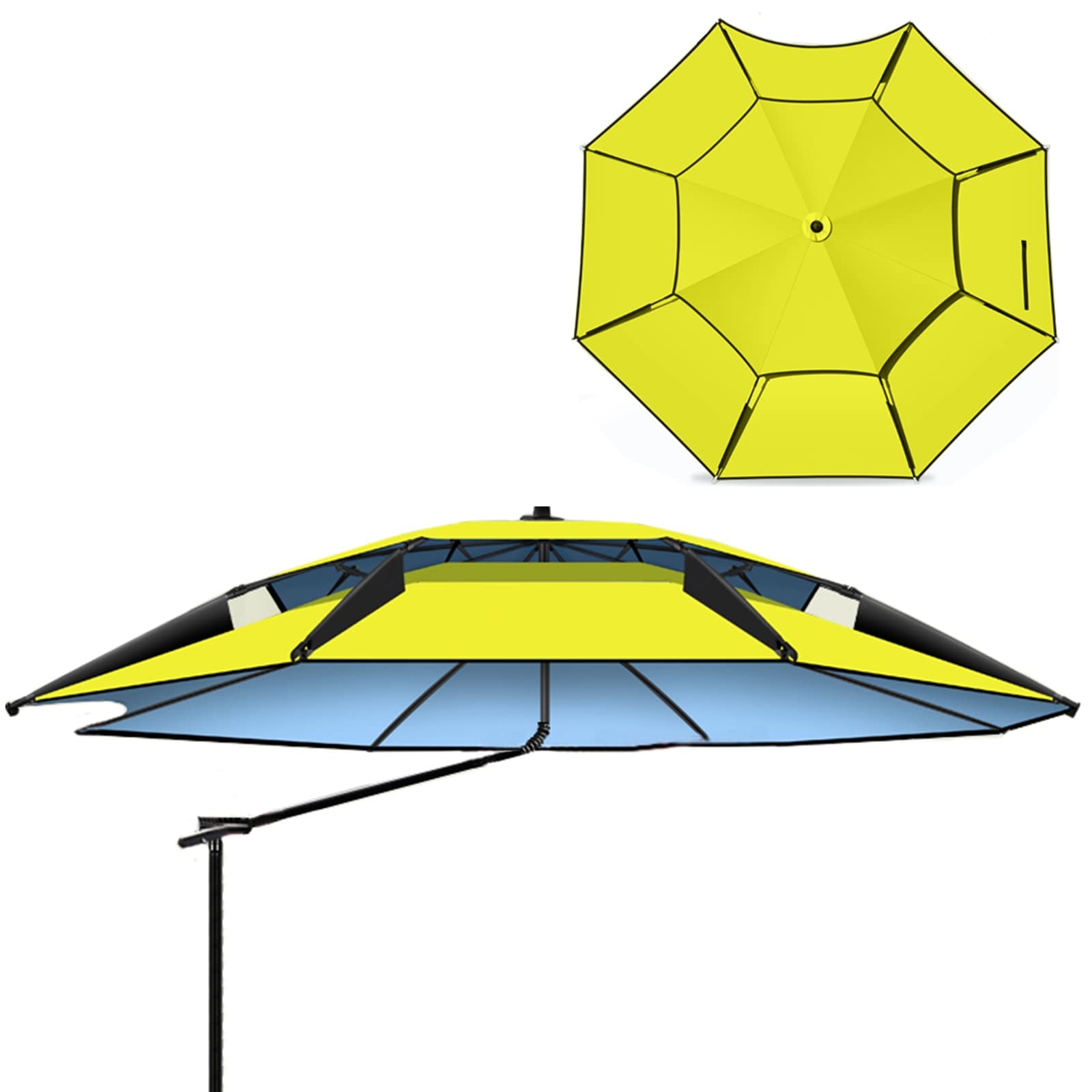 Sombrilla para exterior con rotación 360 y diseño impermeable ventilado 8