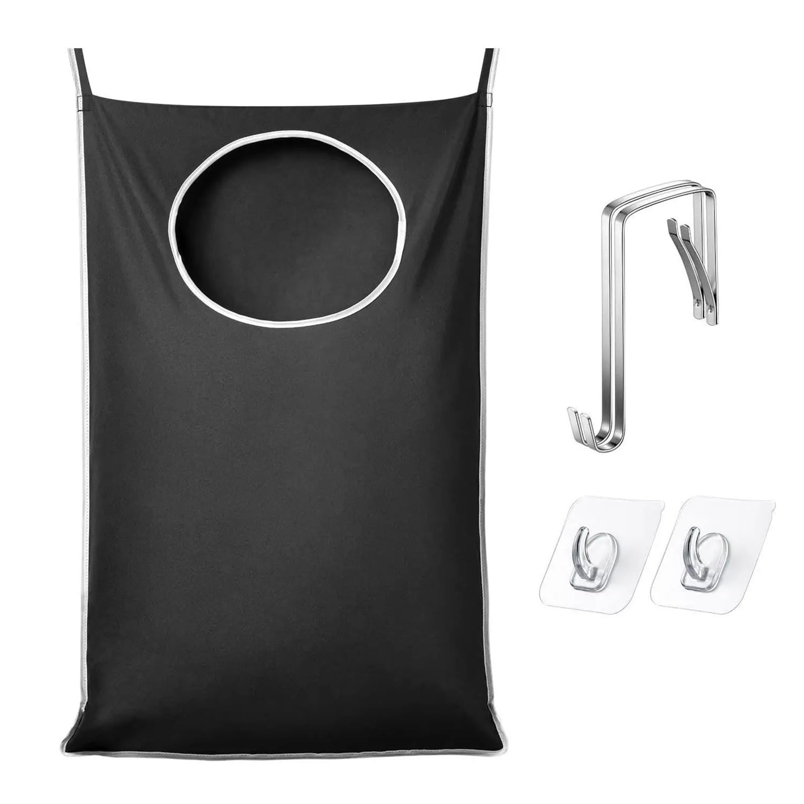 Sacco Per Bucato Sospeso Cesto for la biancheria montato a parete | Borsa portaoggetti sul retro for appendere il cesto dei vestiti sporchi(Grey)