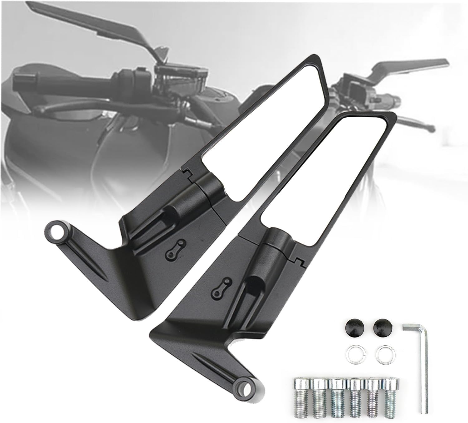 Motorcycle Rear View Mirrors Stealth Wind Wing Side Mirror 360°Rotating Aluminum Alloy M8 M10 Screws Easy Installation Compatible For MT 07 MT 09 MT 10 KTM 250 390 690