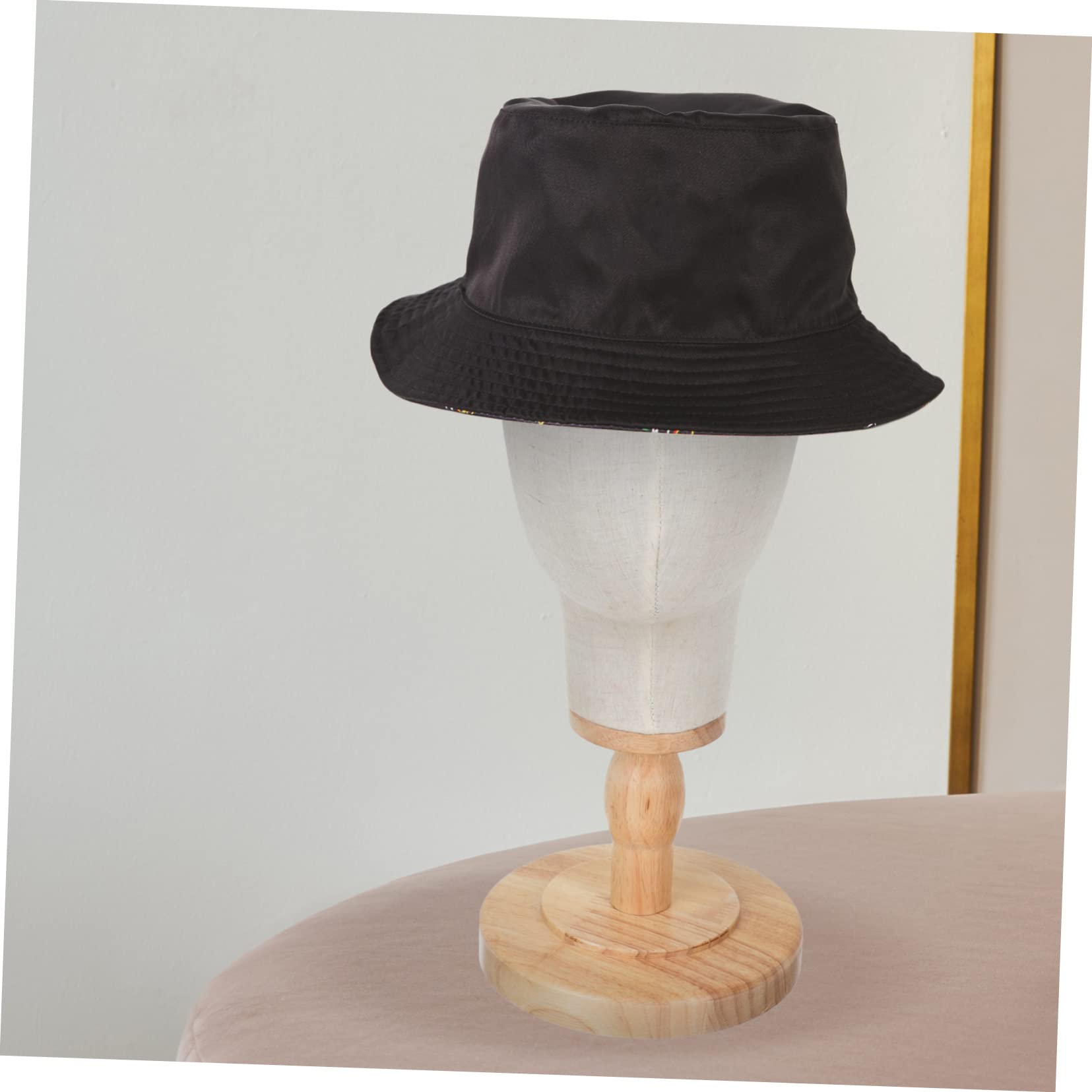 Mobestech Présentoir Tête Mannequin en Lin Naturel Socle Bois, Modèle D'entraînement pour Perruques Et Chapeaux, Support Polyvalent pour Bijoux, Lunettes Et Accessoires De Coiffure
