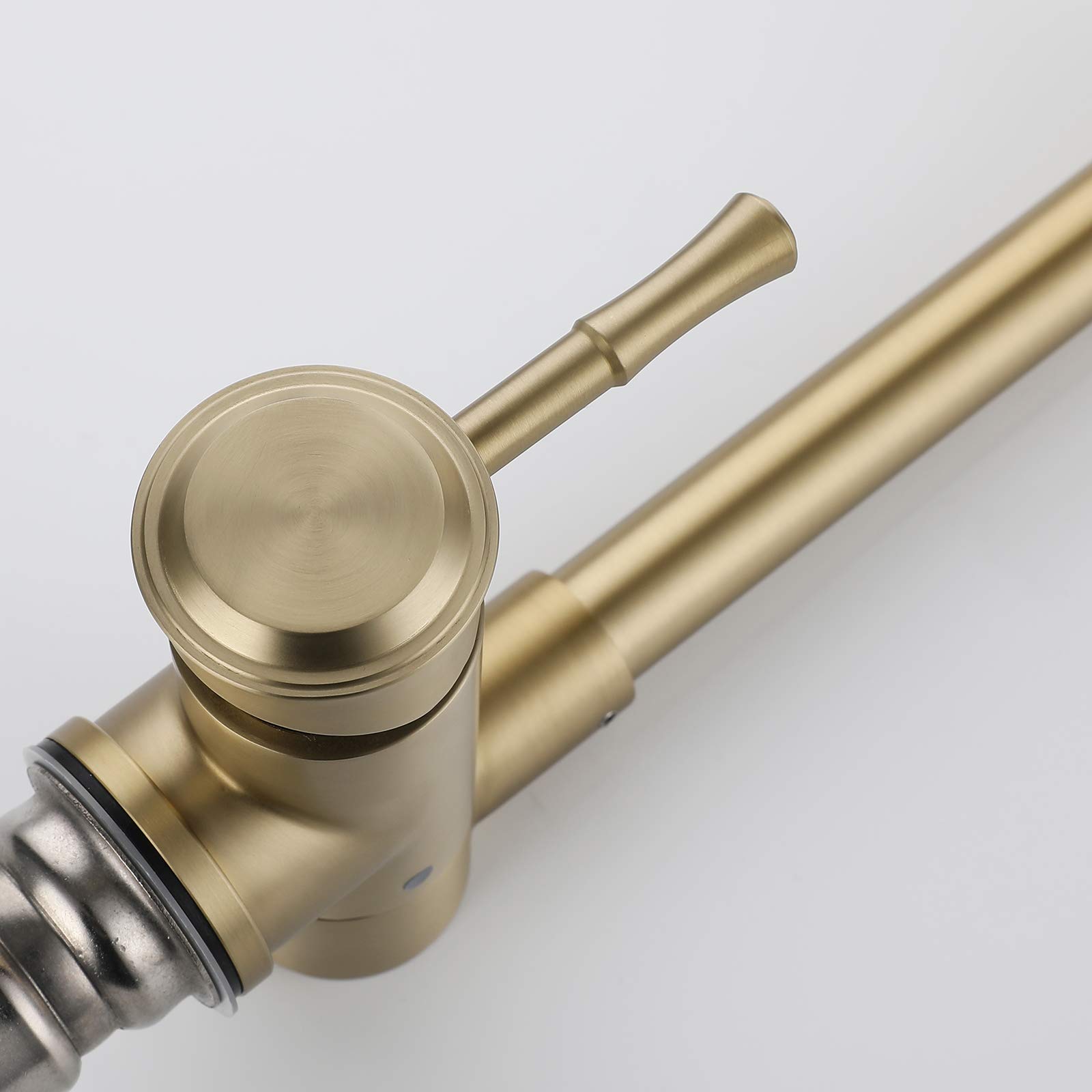 Grifo Cocina Abatible Acero Inoxidable 304 Oro Cepillado Agua Fría Caliente Giratorio
