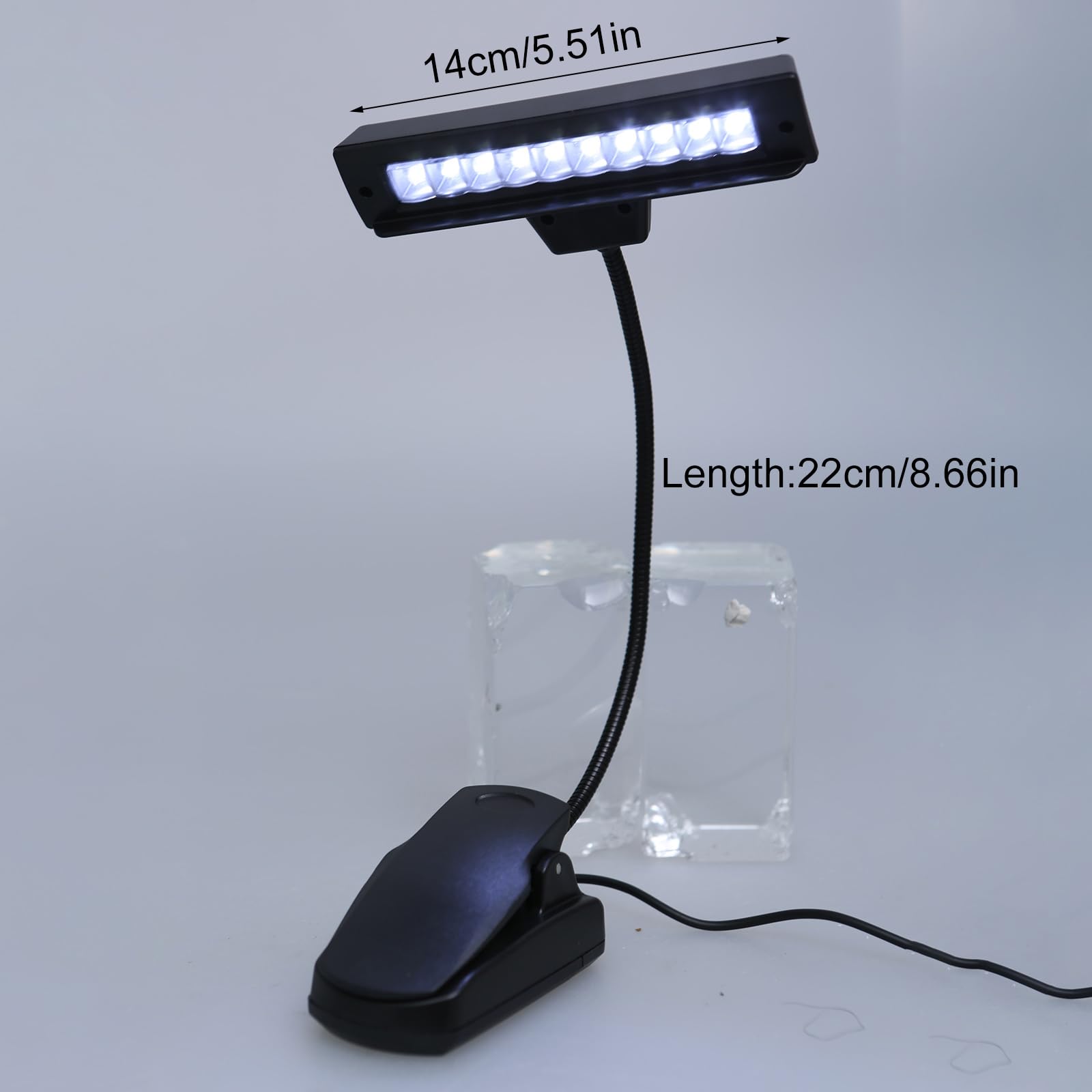 Lámpara de lectura ajustable con 10 luces LED recargables por USB, para libros, camping