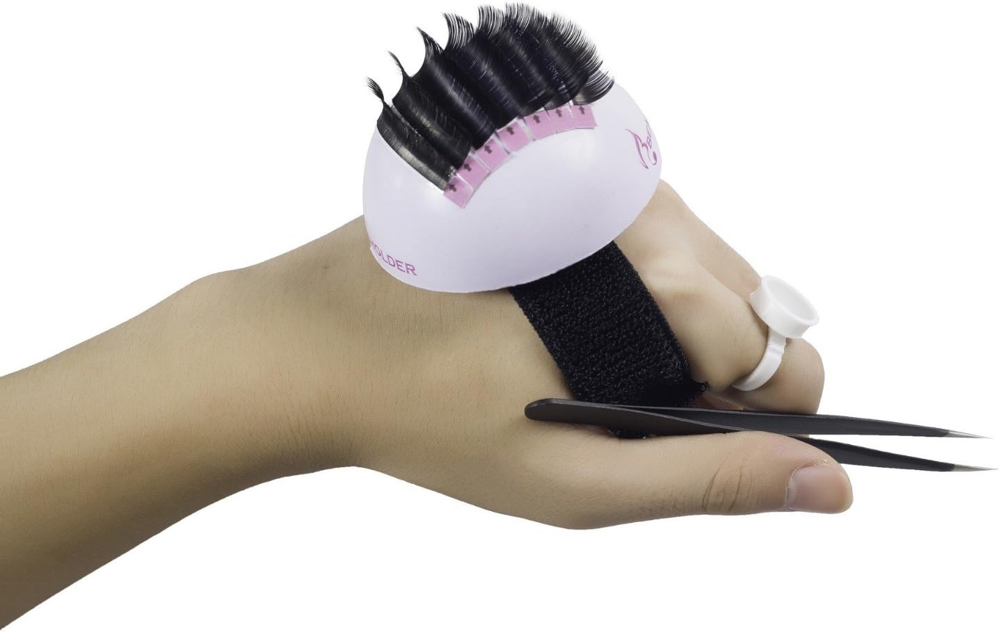 Eyelash Extensions Bubble Volume Semi Permanent Individual Adhesive EyeLash Pallet Holder Tool with Belt for Beauty Makeup