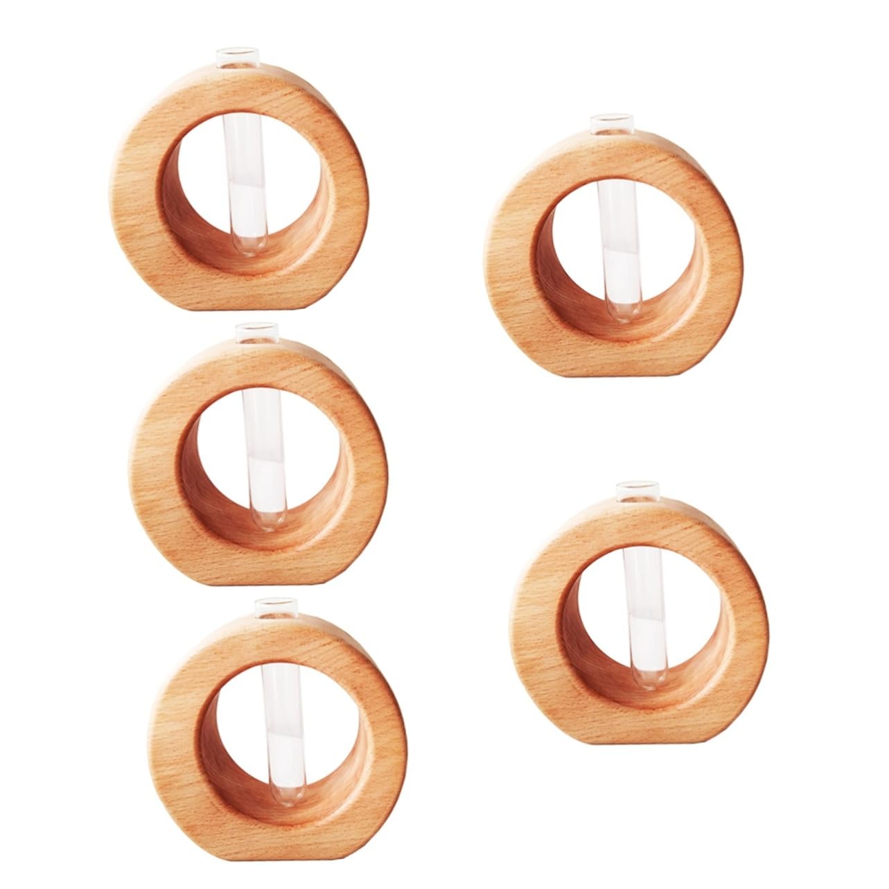SOLUSTRE 5 Stück Holzständer mit Glasvase für Tischdeko für Blumenarrangements für Zuhause und Büro für Hochzeitsfeiern