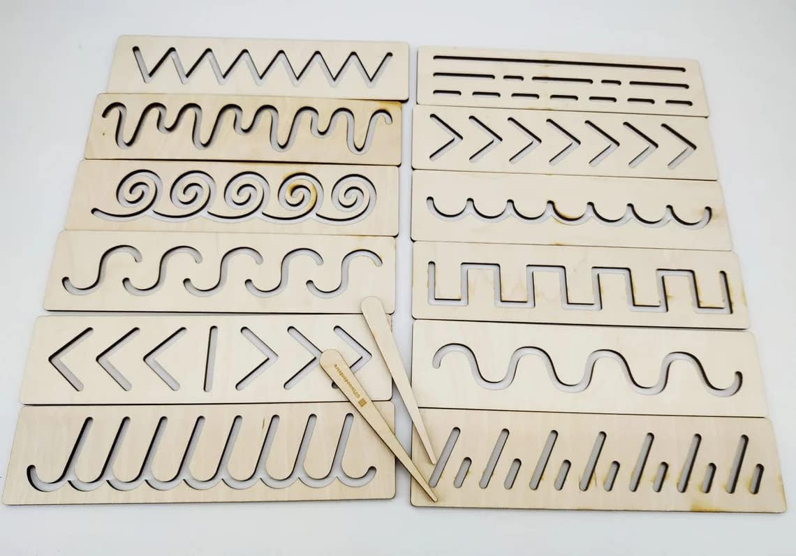 Educational Wood Handwriting Stencil Set Montessori Stencils Set,Wooden Educational Toys for Kids 3 Years or 2 or 3 Years Old