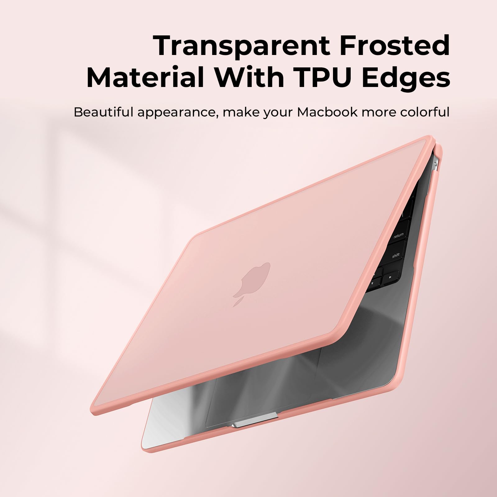 BlueSwan Cover compatibile con MacBook Air 13,6 Pollici M2 M3 M4 2022 2024 2025 (A2681 A3113 A3240) Bordo in TPU Anti-collisione Mac 13 Custodia Rigido Protettivo -(Bordo Rosa Pesca) Rosa Pesca Opaco