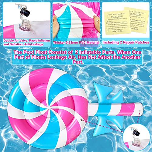 Amenon Large Inflatable Lollipop Pool Floats For Adults, 79 X 46 X 9 Inch Inflatable Pool Floaties Pool Island Summer Beach Swimming Pool Party Toy Water Toys Floating Raft Lounge Float Pool Game #TOP2