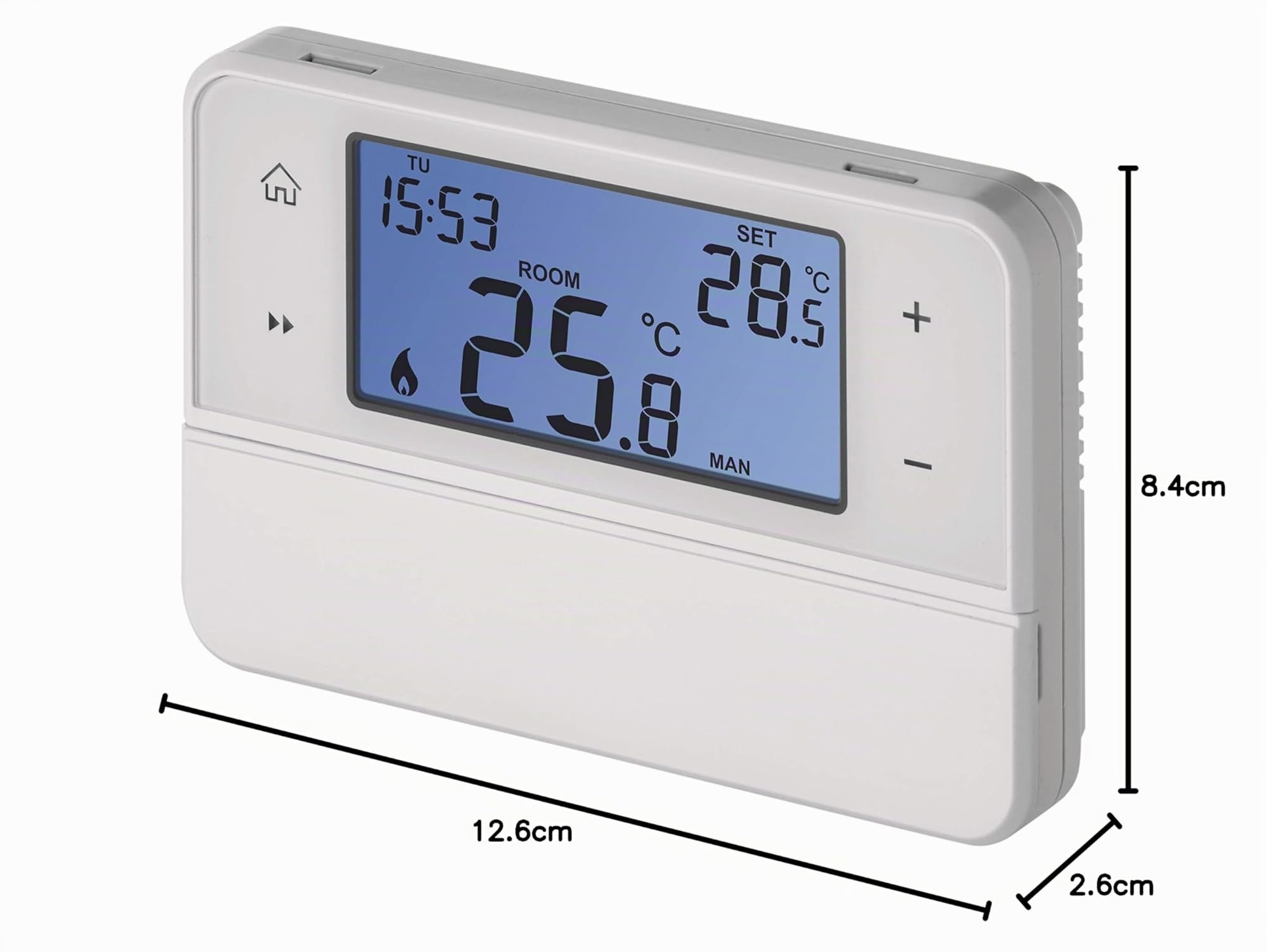 Emos Termostato de ambiente digital compatible con OpenTherm, programable, cableado, de montaje en superficie, blanco, 12,6 x 8,4 x 2,6 cm