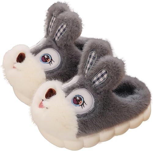 Pantuflas para niñas pequeñas, pantuflas esponjosas para el hogar, para invierno, cálidas para interiores, lindas zapatillas de conejo, Rosado