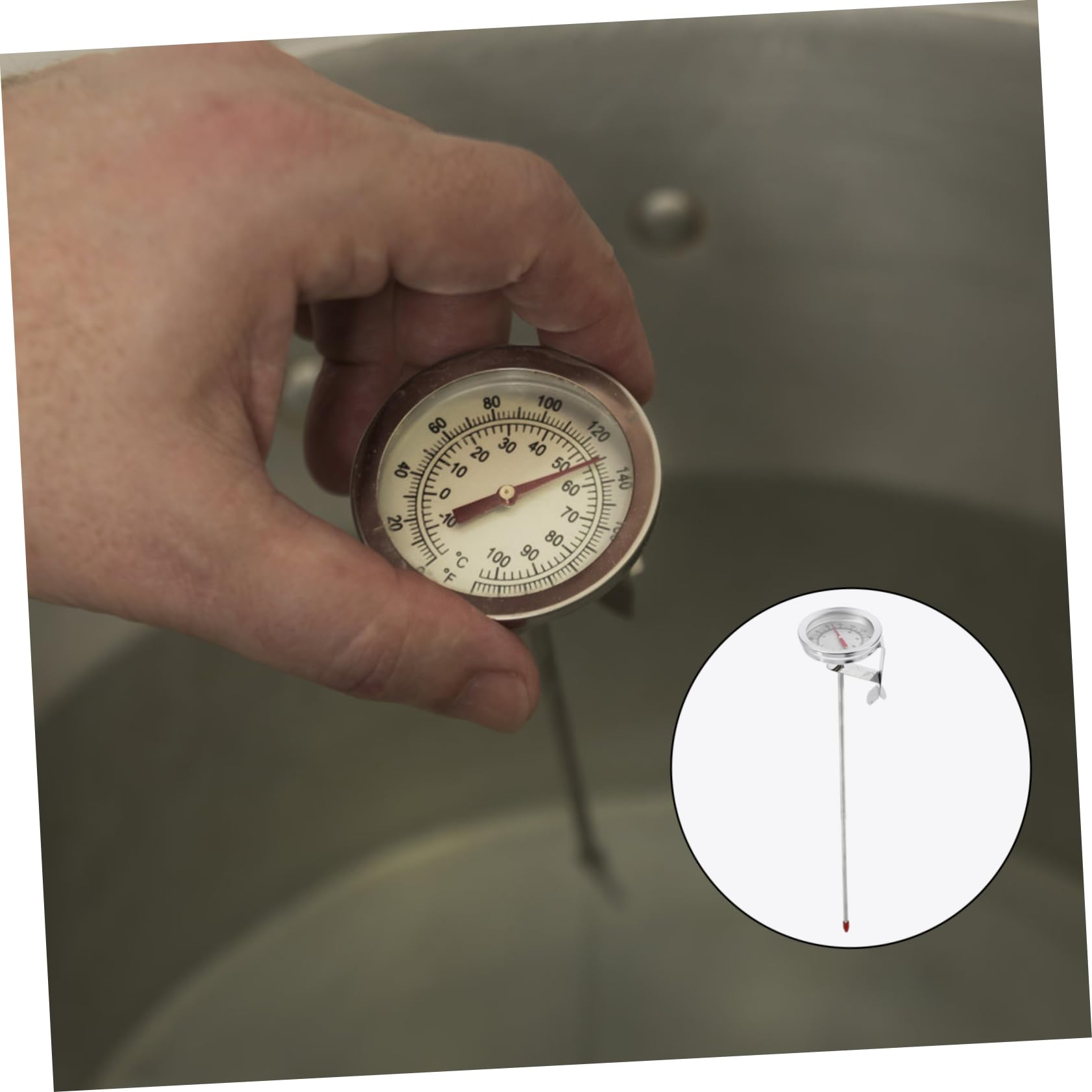 Termómetro Profesional Inoxidable para Cocina y Barbacoa de Temperatura con Abrazadera y Diseño Compacto Lectura Clara y de Limpiar
