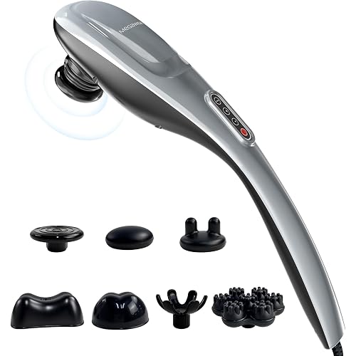 MEGAWISE Handheld Deep Tissue Neck Back Massager for Shoulders, Waist, Legs, 3600 RPM Powerful Motor Electric Neck Massager with 5 Nodes & 5 Speeds, A Little Heavy
