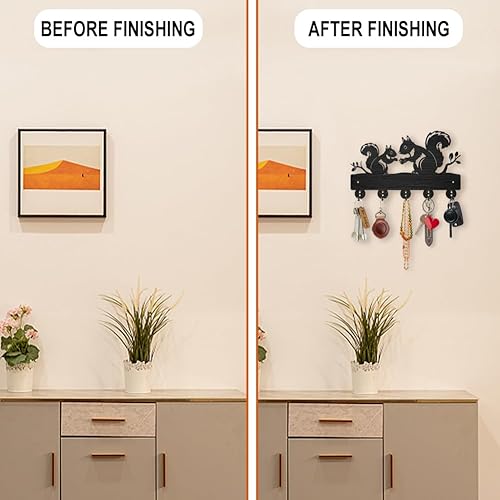 Miniatura 5 de MAYJOYDIY Perchero de ardilla para montaje en pared, 11.8 x 7.4 pulgadas, soporte para llaves para pared, ramas de árbol de animales pequeños,