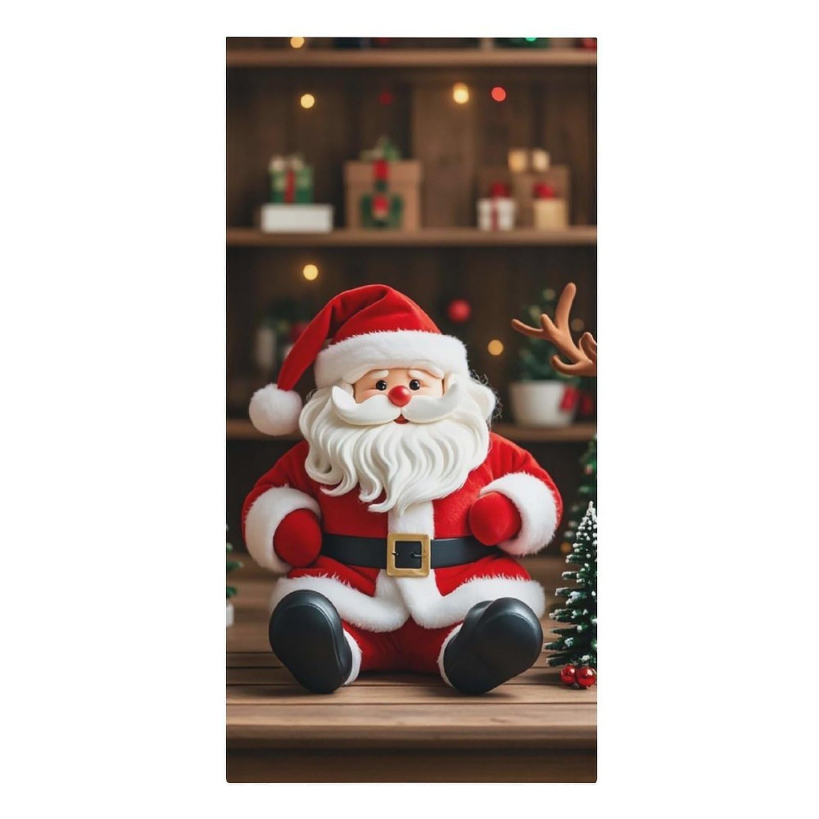 QMNLKH Santa Claus Doll Reindeer Model Beach Towel for Women, Large Microfiber Pool Towel for Men, Absorbent Swim Towels for Home, Lightweight Bath Towels for Camping, Yoga, 30.3"x61.4"