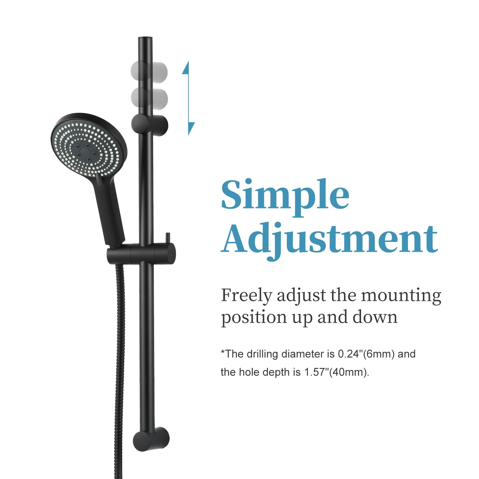 OFFO Shower Slide Bar with 6 Modes Shower Head Set - Image 4