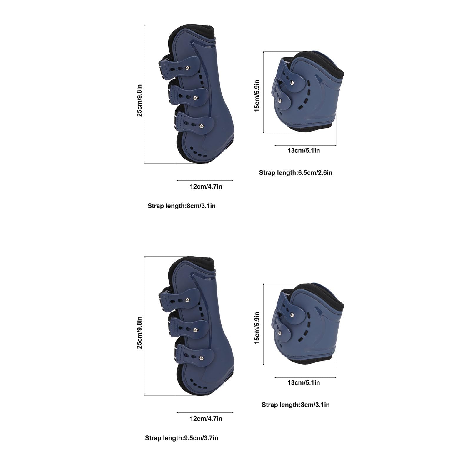 Botas Protectoras Para Tendón De Caballo, Bota De Menudillo Frontal Abierta Ajustable, Botas Protectoras Transpirables Para Tendón De Salto De Caballo, Juego Azul De 4(M)