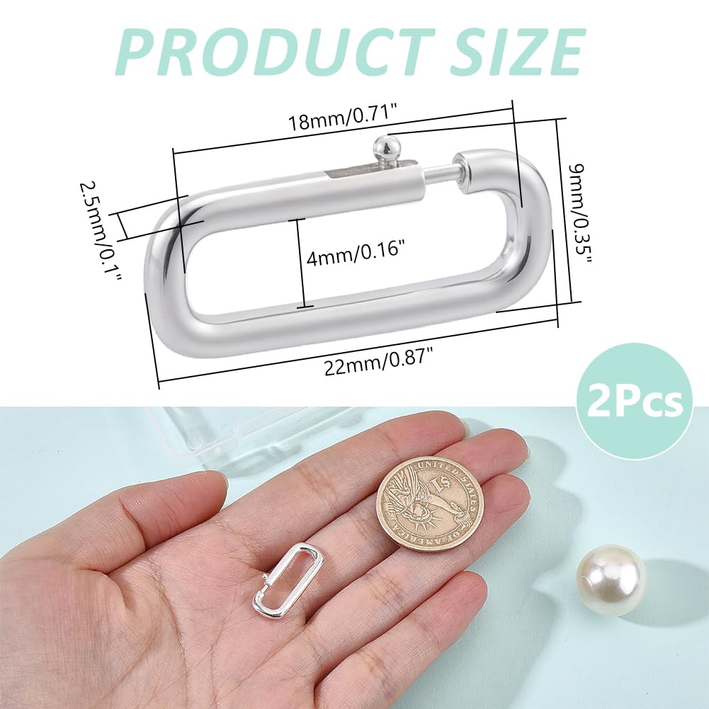 WADORN 2 chiusure rettangolari per gioielli, in argento Sterling 925, per collane e gioielli, per estendere o riparare collane fai da te, portachiavi, bracciali, cavigliere