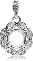 925 Sterling Silver Pendant Blank Prong Settings 4 Claws Jewelry Base Mounting for Round Faceted Gemstones Stones Moissanite Diamond DIY Handmade Necklace