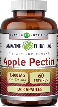 Amazing Formulas Apple Pectin 1400 Mg Supplement | Capsules | Non-GMO | Gluten-Free | Made in USA 1 Pack | 120 Count