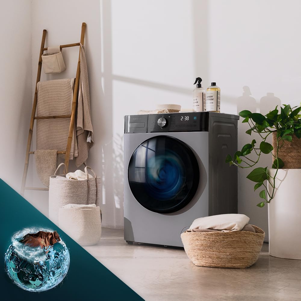 Cecotec Lavatrice 9 Kg di carico frontale Bolero DressCode 9800 Inverter Steel A. 1400 giri/min, classe A, 16 programmi, motore Inverter Plus, SteamMax, OnSmart, SpaCare, Fuzzy Logic e Display Touch