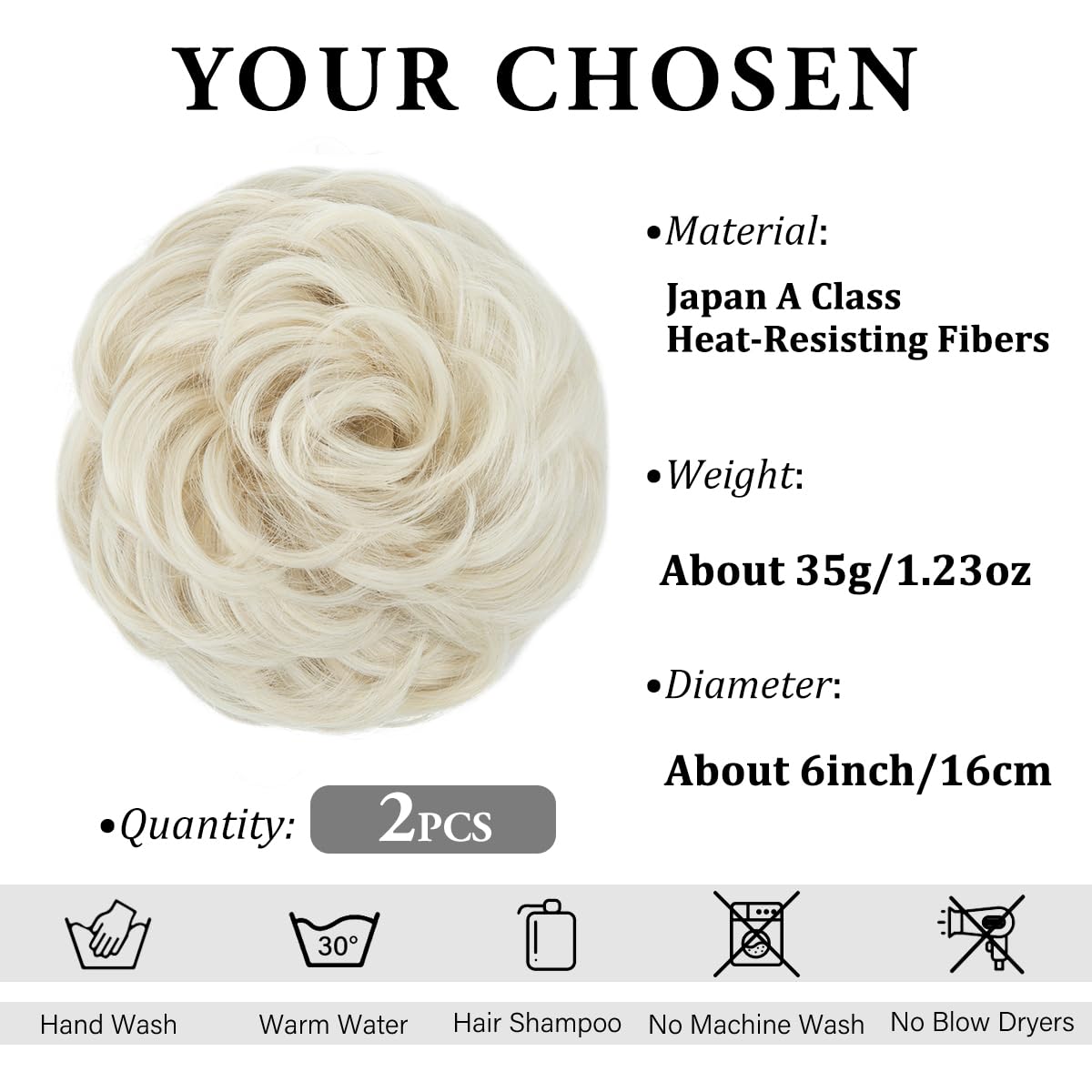 SARLA 2PCS Messy Bun Hair Pieces for Womens Synthetic Scrunchies Buns Extension Hairpieces Updo Pony Tail Platin Blonde - Image 3