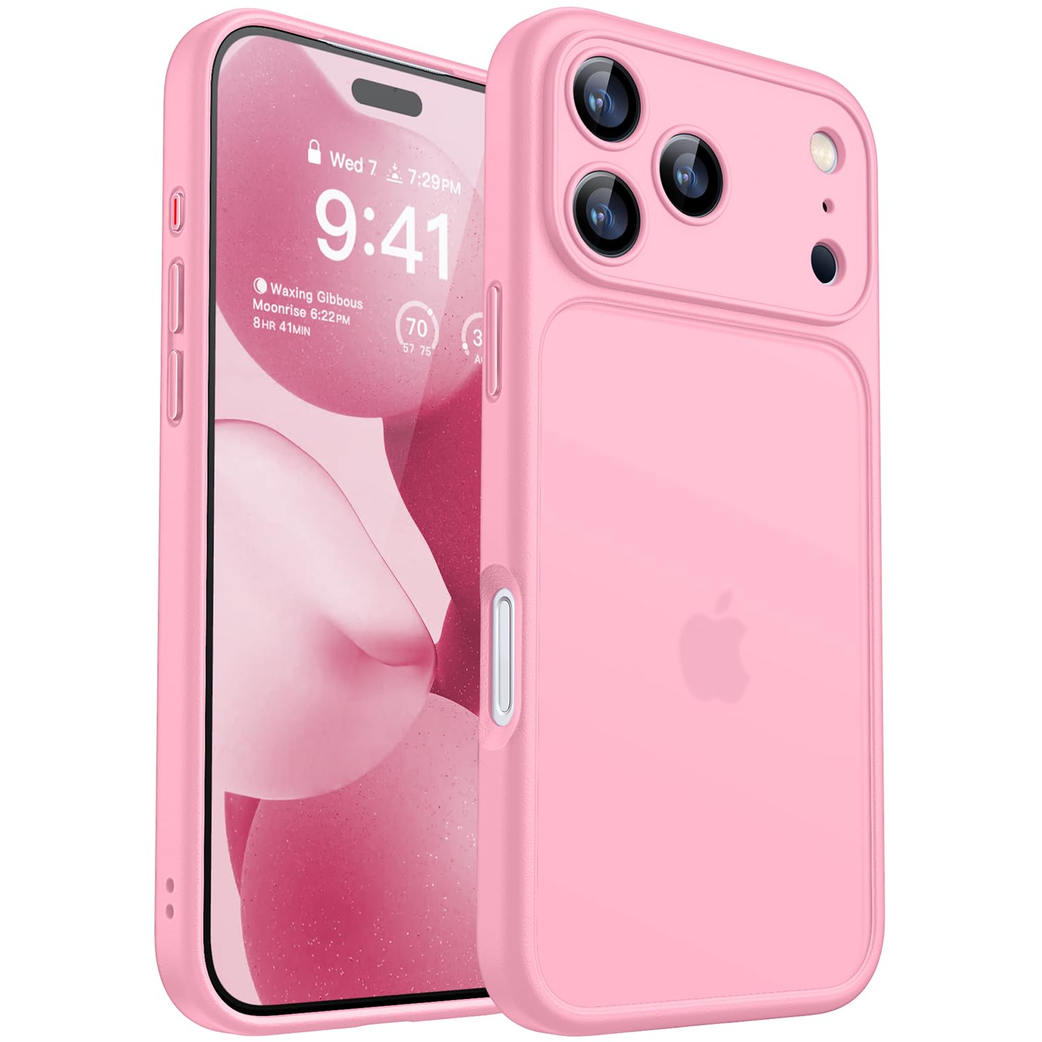 CANSHN Matowe Etui kompatybilne z iPhone 17 Pro, Półprzezroczysty Tyl, Odporność na Odciski Palców 6,3 cala - Różowy