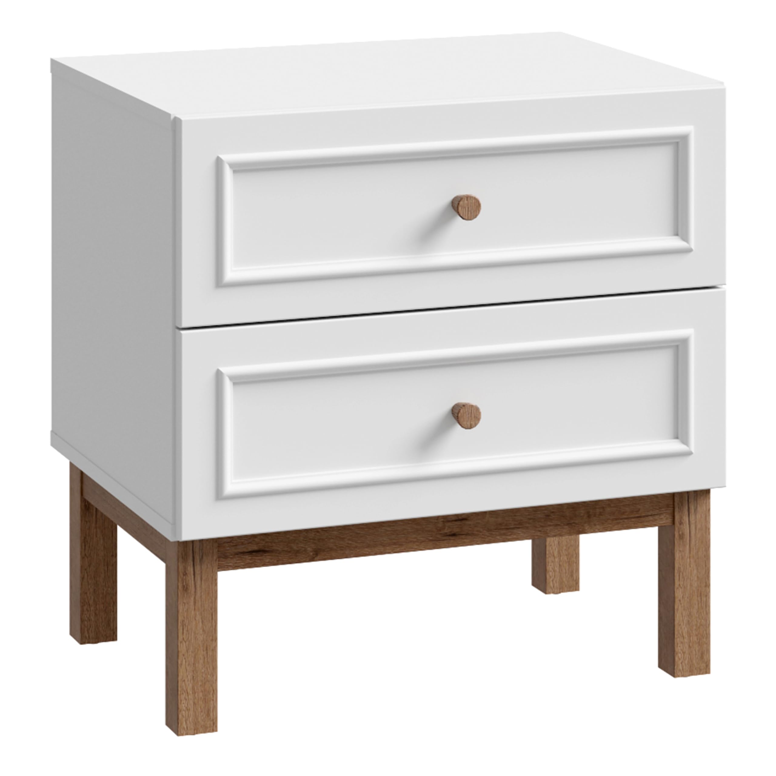 Furniture to Go | Wensley 2 Drawer Bedside Chest in Light Grey and Oak