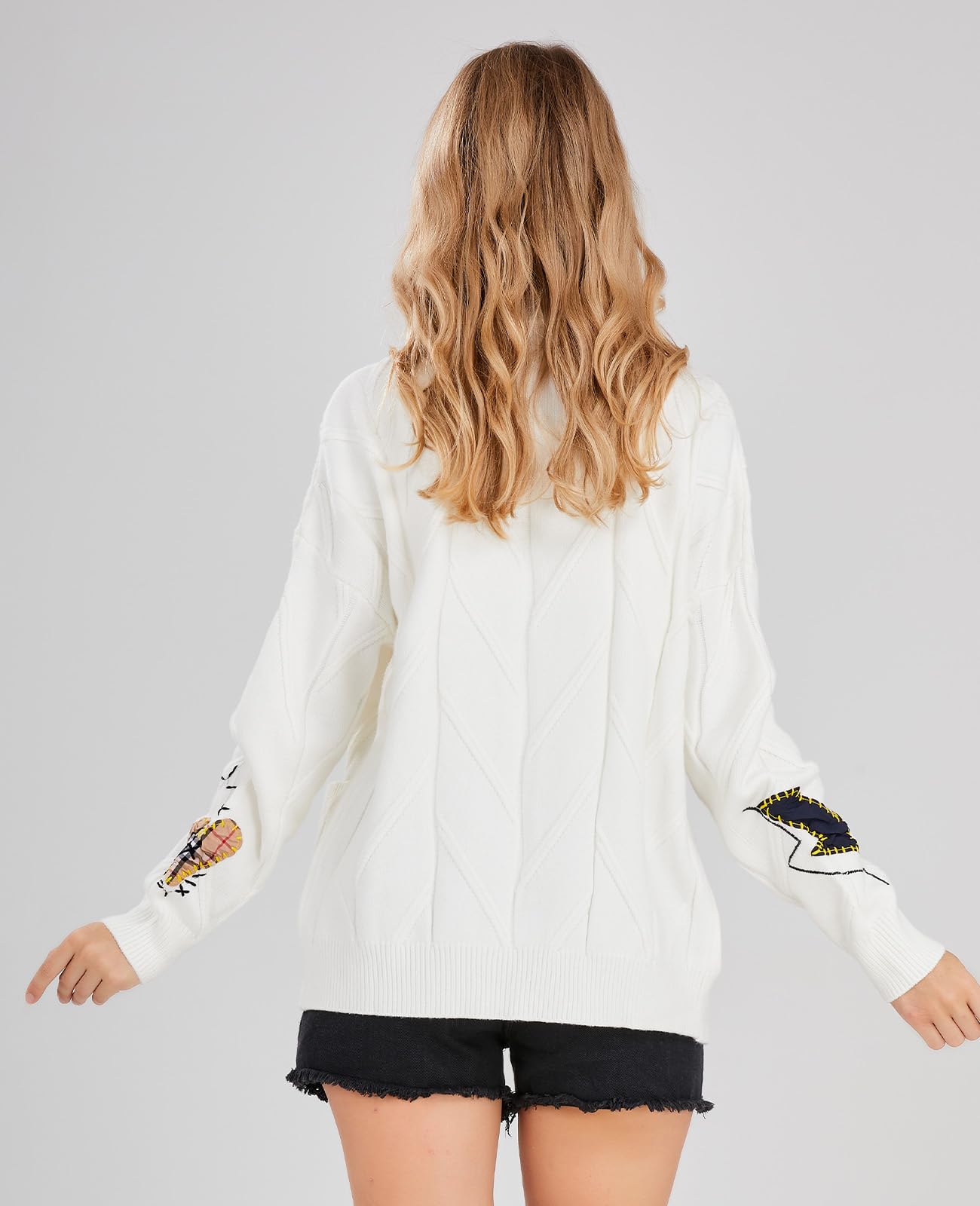ebossy - Cardigan da donna a maglia, a maniche lunghe, aperto sul davanti, con scollo a V e bottoni, in misto lana