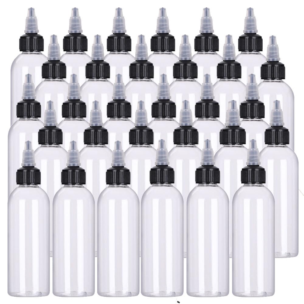 100PCS 30-250ML Nachfüllbare Kunststoff Flasche PET Öl Flüssigkeit Tropfflaschen Twist Top Cap Tattoo Pigment Tinte Container Kleber Applikator (120ML)