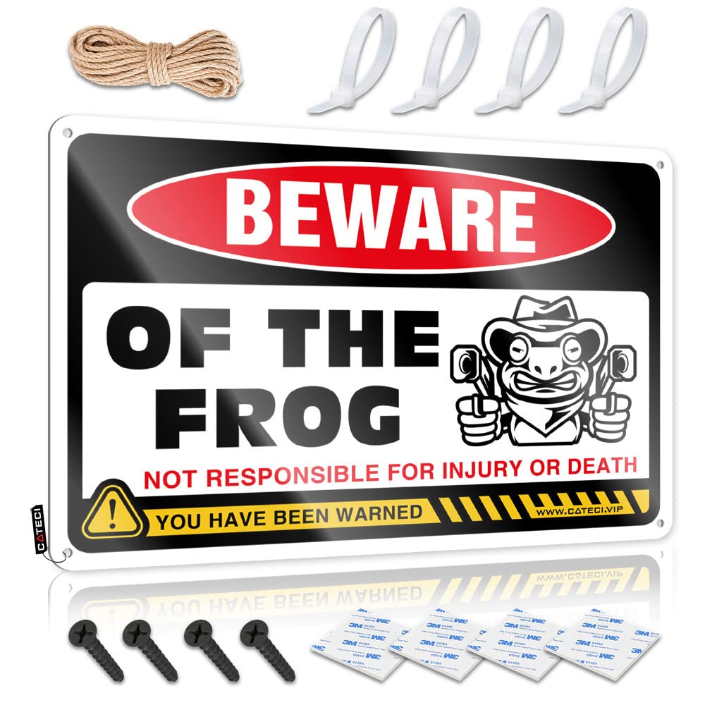 STWNVOITV Signs For Garage Beware Of Frog Tin Sign Tin Signs For Bar Little Man Cave Sign(20X30CM)