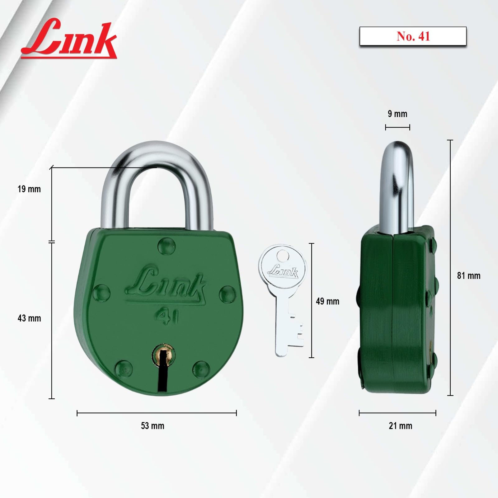 Link 54mm Colored Padlock No.41| Steel Body | Brass Lever | 2 Silver Keys | 1 Padlock | Made in India — Amazon image 4