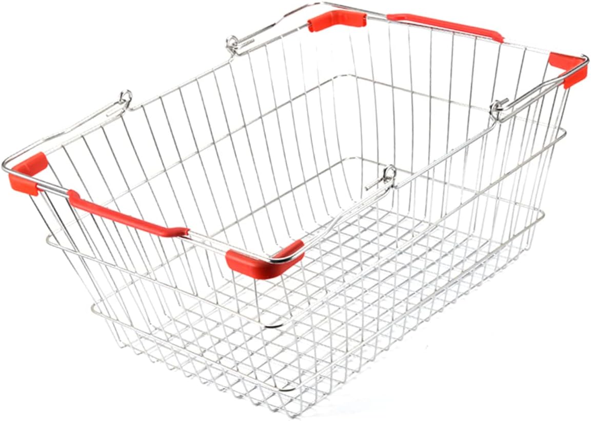 PRETYZOOM Wrought Iron Portable Storage Basket Red Bathroom Toiletries Organizer for Kitchen Spice Jars and Supermarket Shopping Resistant Design