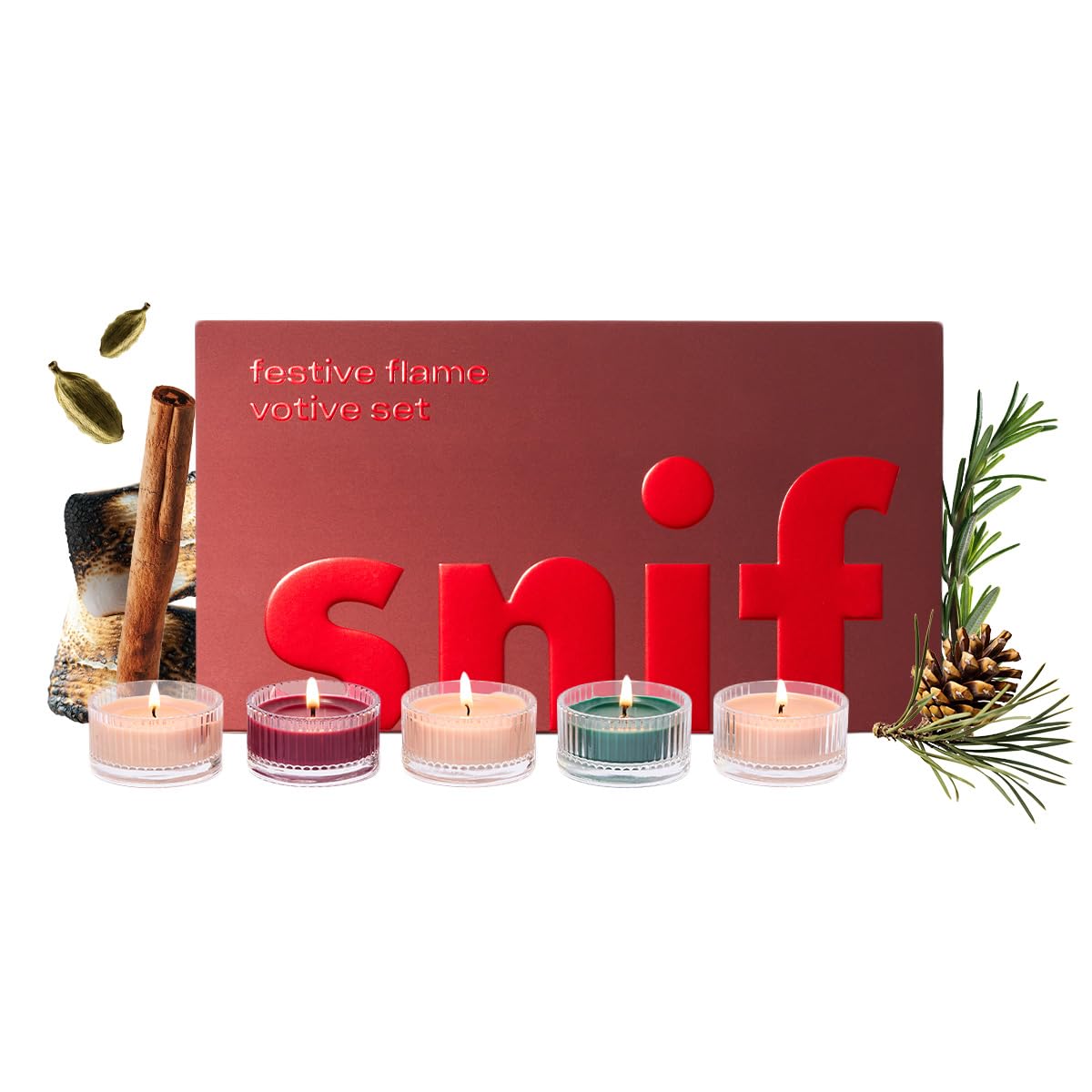 Amazon.com: Snif Festive Flame Votive Candle Set, 5 Premium