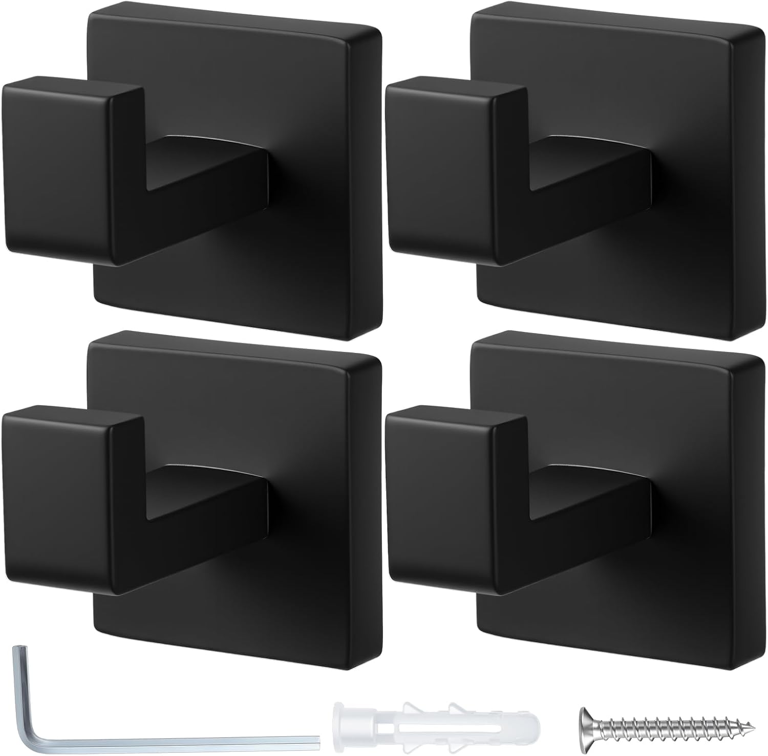 4 Packs Towel Hook for Bathroom Wall Mount Black Shower Towel Hooks Towels Hanger Bathroom Heavy Duty Coat for Hanging for Coat,Bath Towels Hat Hanger