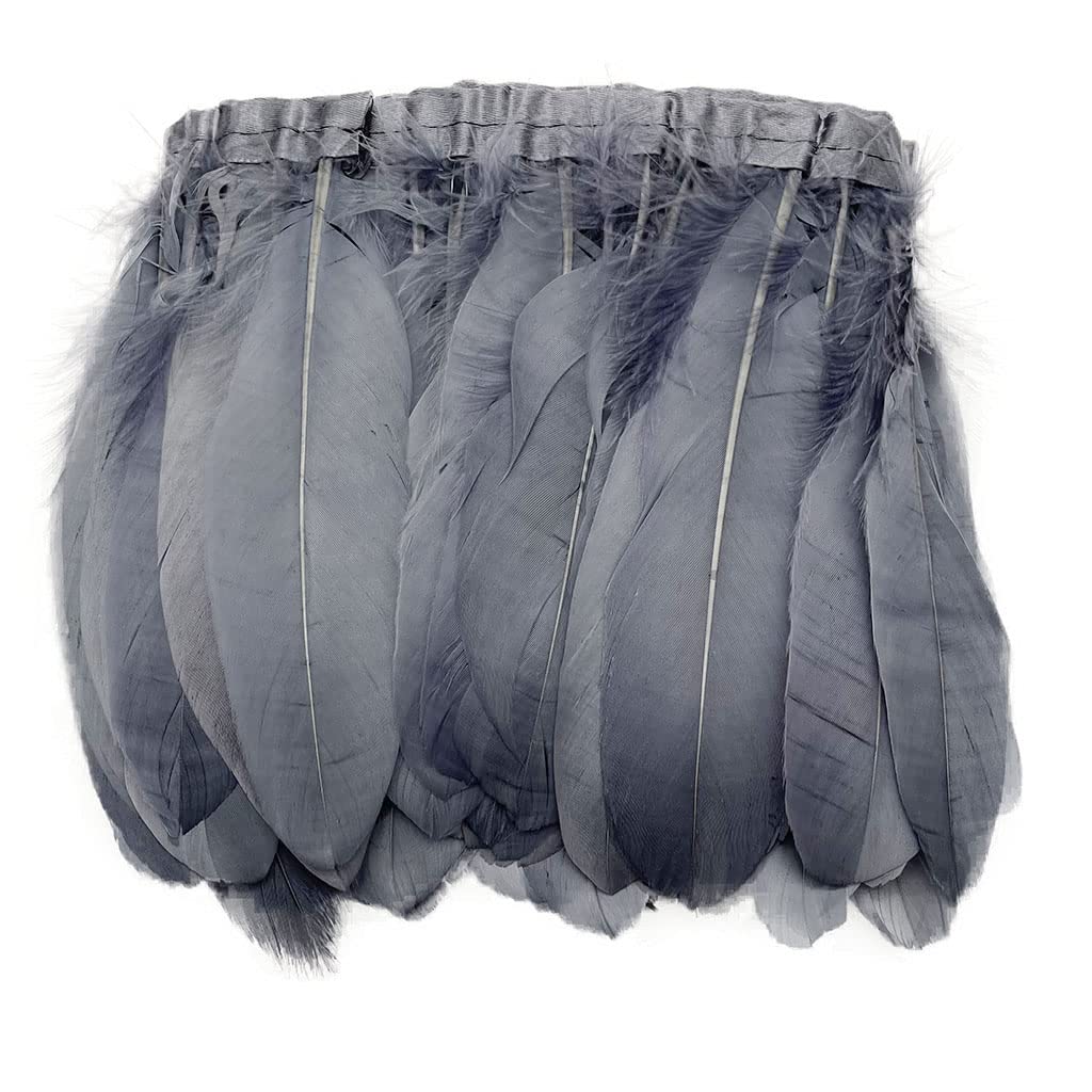 Shekyeon Duck Goose Feather Trim Fringe Sewing Craft 2 Yards(Grey)