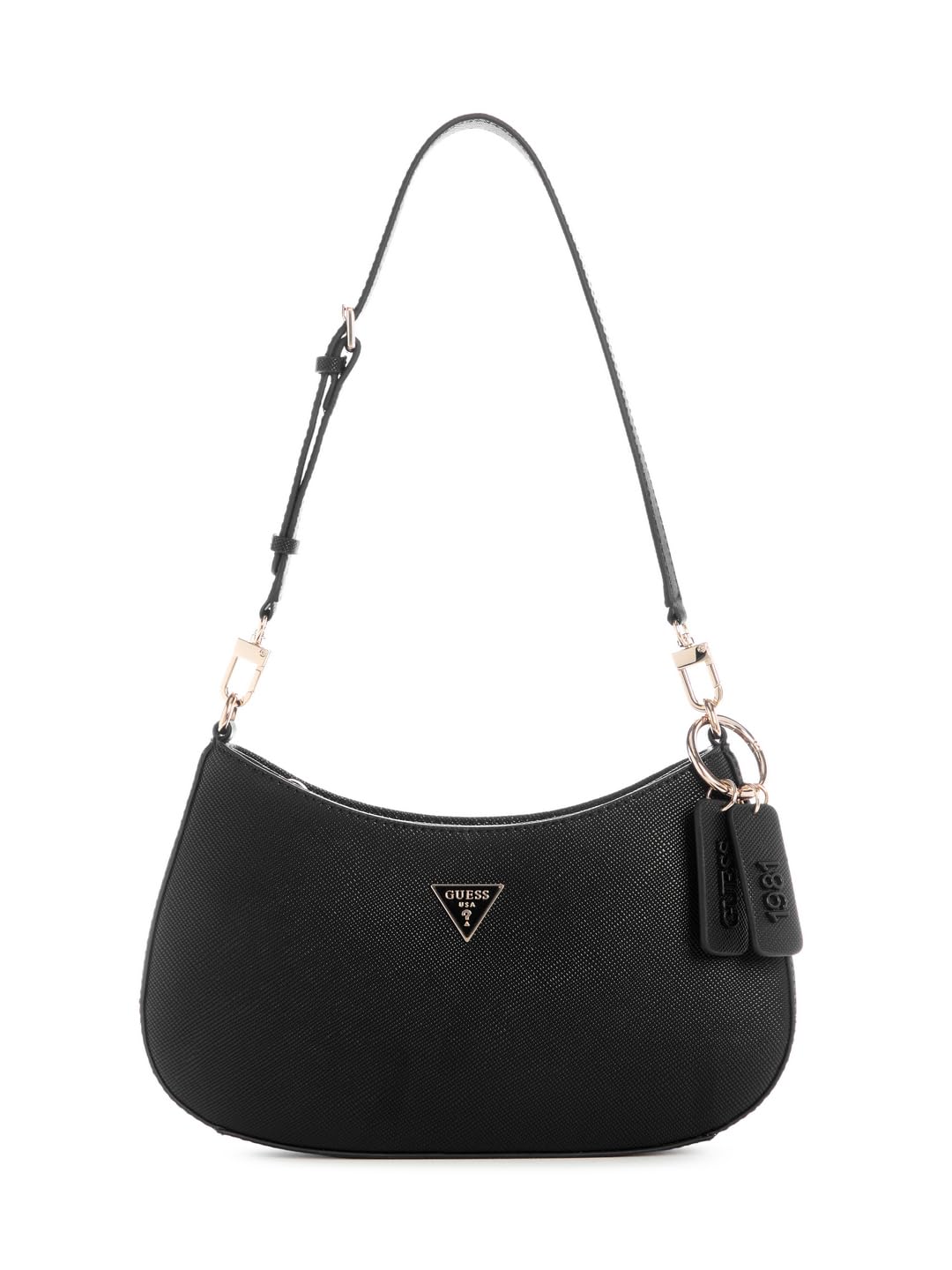 GUESS Noelle II - Bolso de hombro con cremallera superior, Negro, Talla única