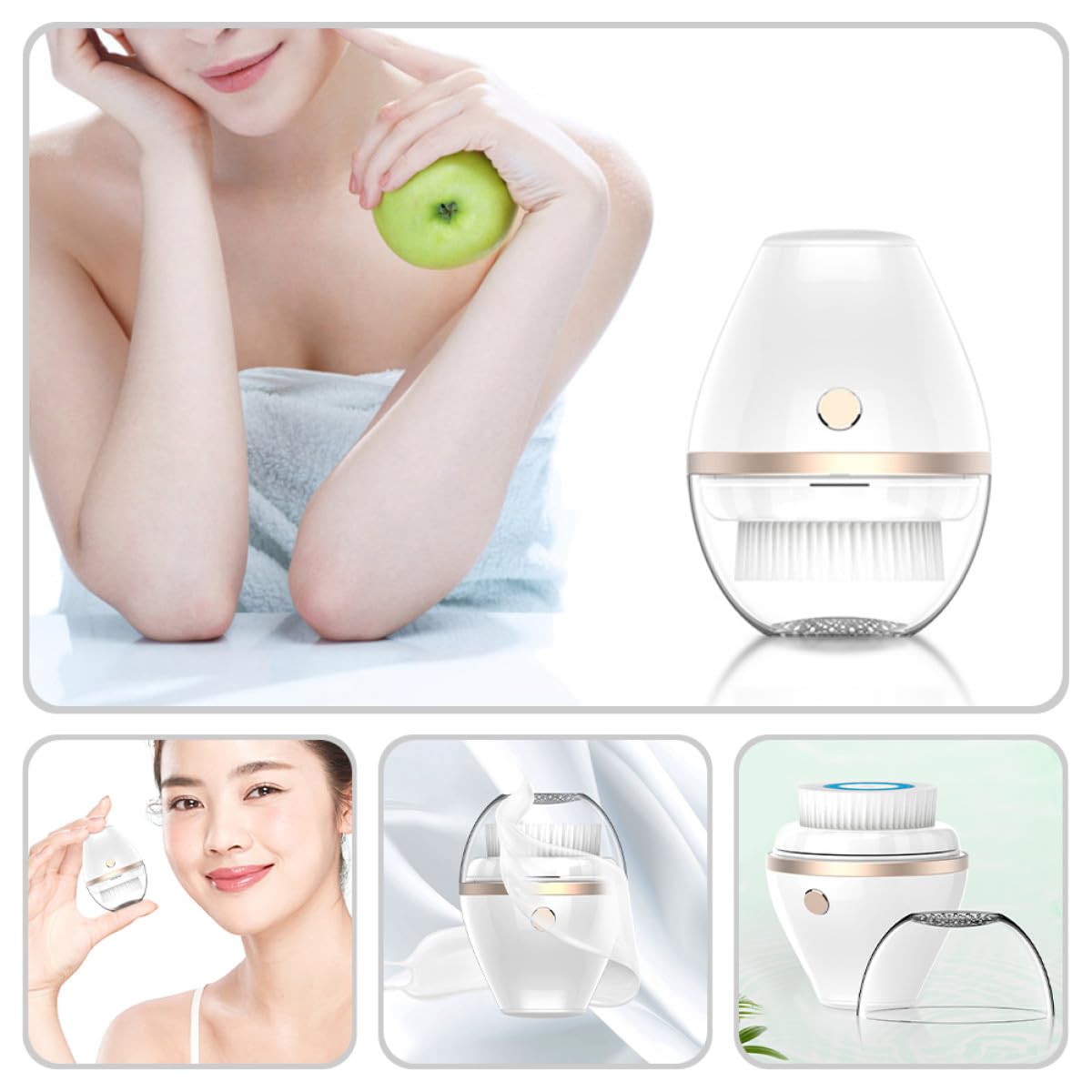 Cepillo Facial Eléctrico Portátil Plástico 300mah Limpiador Blanco