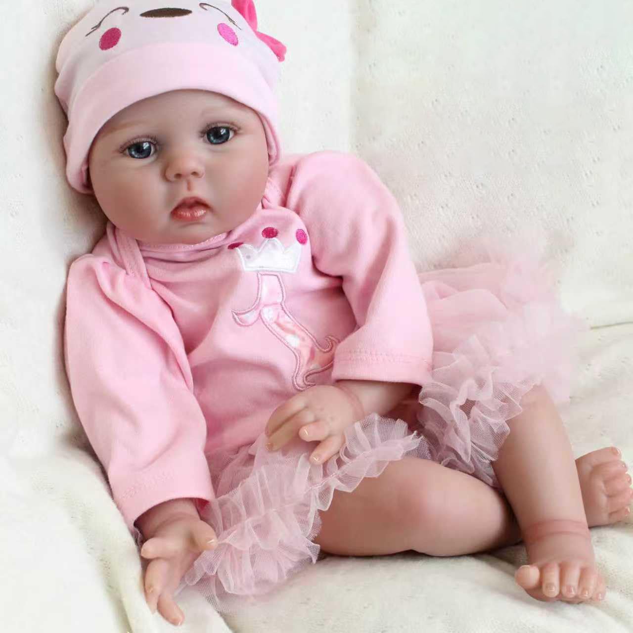 Reborn Puppe 22 Zoll 55 cm Reborn Baby Puppen Realistische Baby Reborn Puppen Neugeborenes Baby Puppe Weicher Körper Reborn Kleinkind Puppen Kindergeschenke