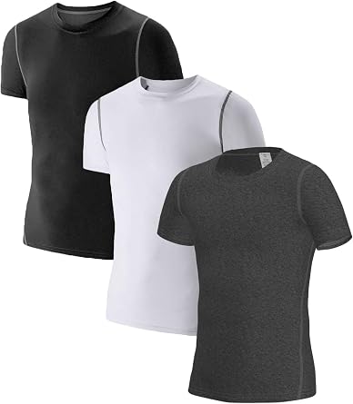 LANBAOSI Kids Boys Compression Shirts Childs Quick Dry Sports Undershirts Short Sleeve Baselayer Tee Tops