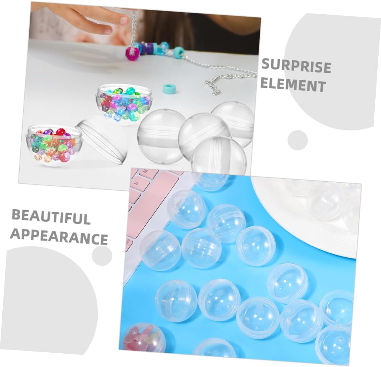 100pcs Clear Fillable Capsules Multi-purpose Transparent Balls for Claw Machines Toys Candy Party Favors and Storage Sturdy and User-friendly Design