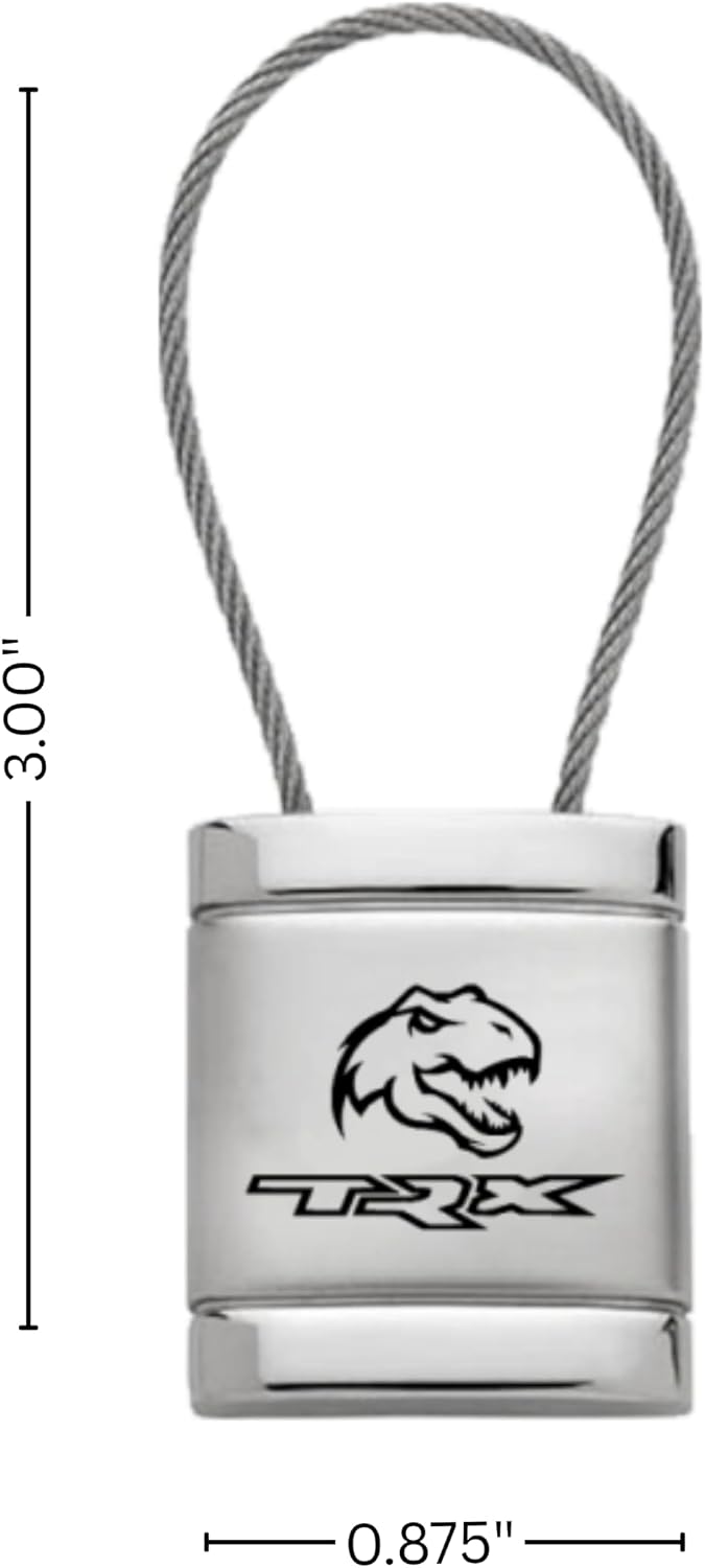 AU-TOMOTIVE GOLD, INC. Officially Licensed Silver Satin Chrome Cable Key Chain for RAM TRX Dino